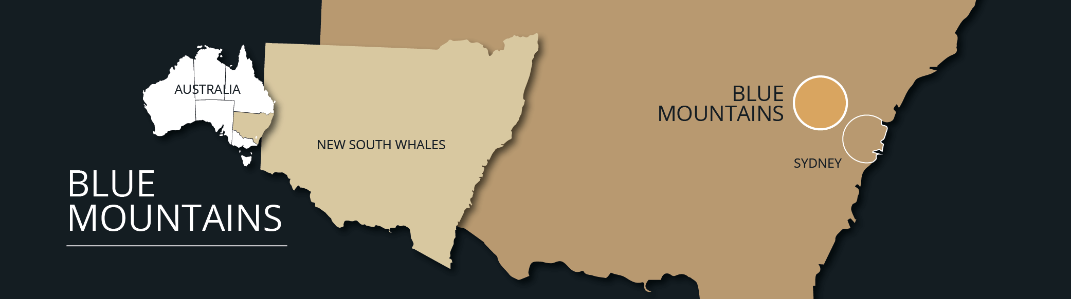 Map of Blue Mountains near Sydney NSW Australia